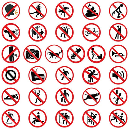 62Pcs Funny Warning Stickers Danger Banning Sign DIY Decal Car Scooter Motorcycle Suitcase Violation Sticker Classic