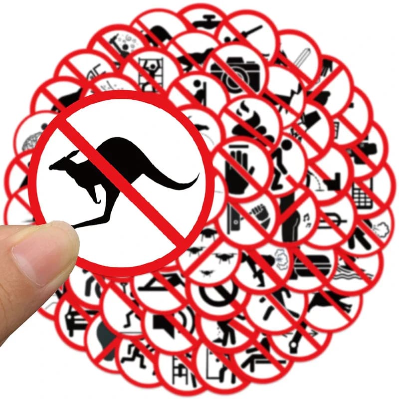 62Pcs Funny Warning Stickers Danger Banning Sign DIY Decal Car Scooter Motorcycle Suitcase Violation Sticker Classic