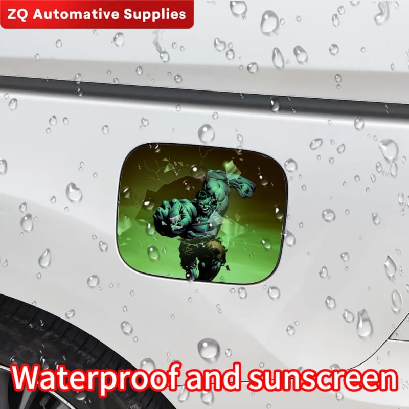 Anime Hulk Car Pull Fuel Tank Stickers Funny Waterproof Sunscreen Consumption Decal Exterior Accessories