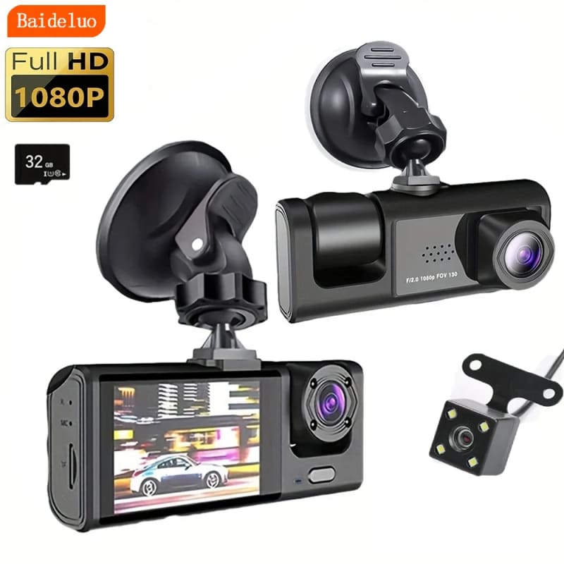 Dash Cam W/ IR Night Vision Loop Recorder - 3 camera no card