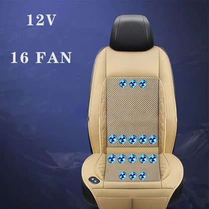 DC 12V 3D Spacer Car Summer Cool Air Seat Cushion - Beige 16 fan 12V