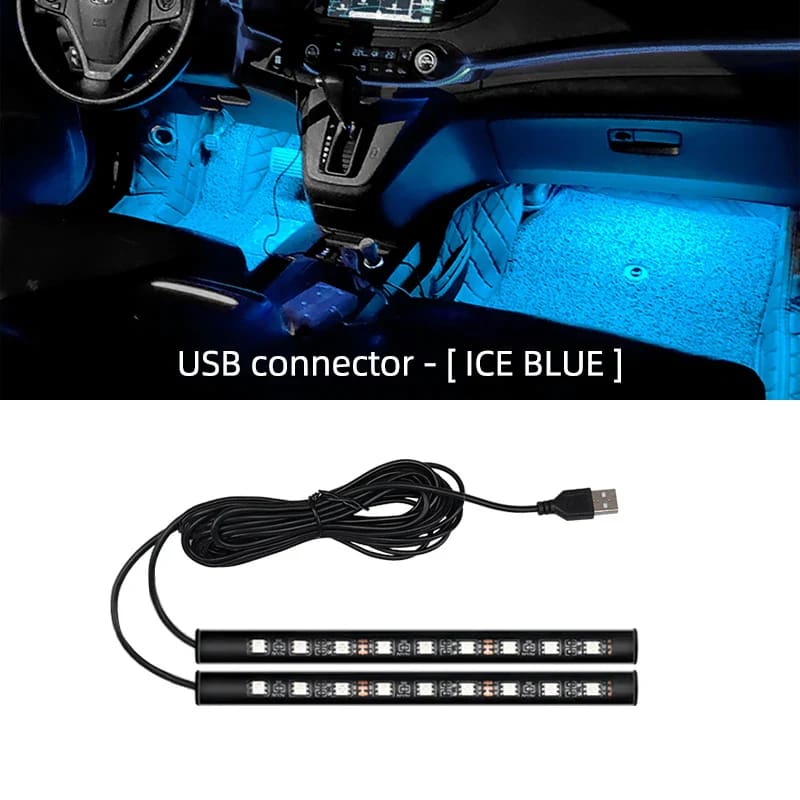 Neon 18 LED Car Interior Ambient Foot Light - Ice blue