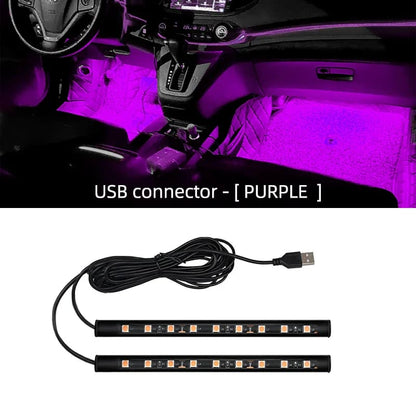 Neon 18 LED Car Interior Ambient Foot Light - Pink purple