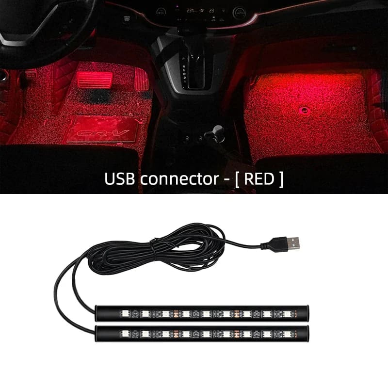 Neon 18 LED Car Interior Ambient Foot Light - Red