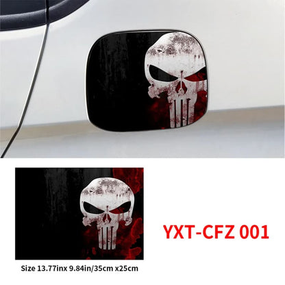 Punisher Skull Blood Car Pull Fuel Tank Stickers Funny Waterproof Sunscreen Decal Exterior Accessories - CFZ 001