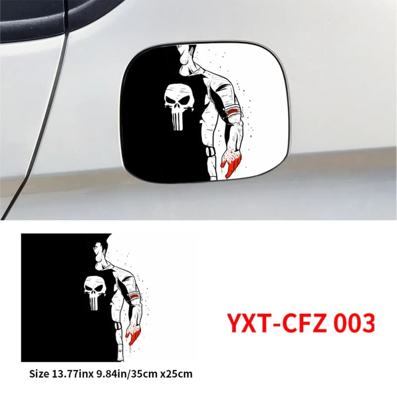 Punisher Skull Blood Car Pull Fuel Tank Stickers Funny Waterproof Sunscreen Decal Exterior Accessories - CFZ 003