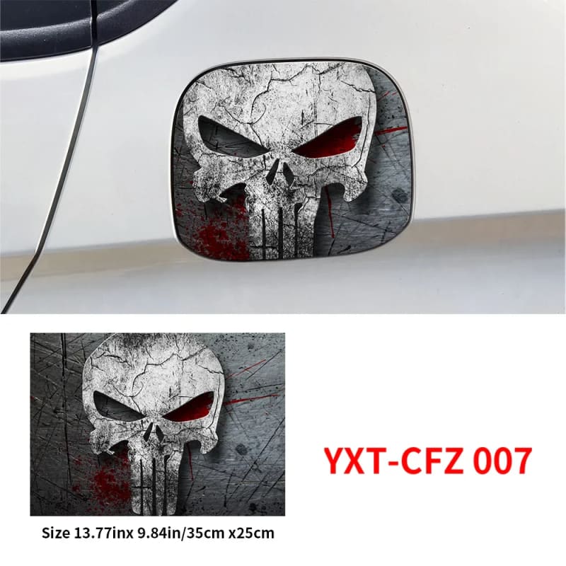 Punisher Skull Blood Car Pull Fuel Tank Stickers Funny Waterproof Sunscreen Decal Exterior Accessories - CFZ 007