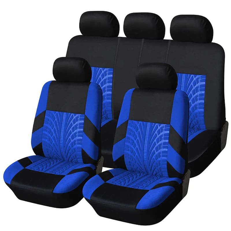 Tire Track Pressing Car Seat Covers - SN4-1701-9PCS-BL