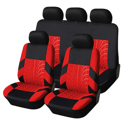 Tire Track Pressing Car Seat Covers - SN4-1701-9PCS-RD